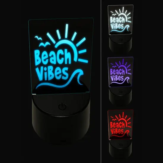 Beach Vibes 3D Illusion LED Night Light Sign Nightstand Desk Lamp {1}