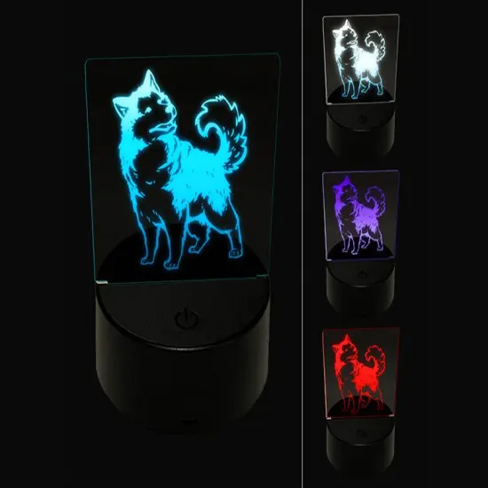 Curious Alaskan Malamute Dog 3D Illusion LED Night Light Sign Nightstand Desk Lamp {1}