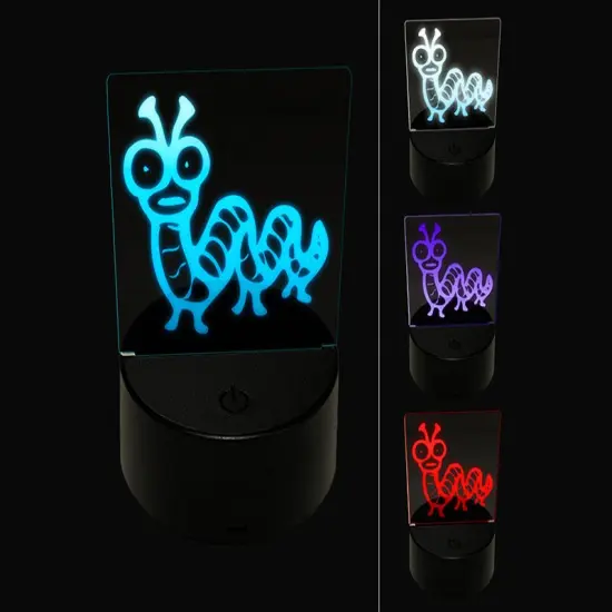 Creepy Weird Worm Caterpillar 3D Illusion LED Night Light Sign Nightstand Desk Lamp {1}