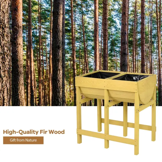 Raised Wooden Planter Vegetable Flower Bed with Liner {4}