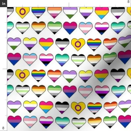 Various Fabrics by the Yard or Fat Quarter Pride Hearts Lgbtq Pan Gay Trans Queer Asexual Intersex Bi Aromantic Nonbinary Small Scale Custom Printed Fabric by Spoonflower {4}