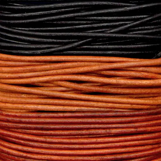 Realeather(R) Crafts Round Leather Lace 2mmX8yd Carded-Ebony, Cedar & Mahogany {2}