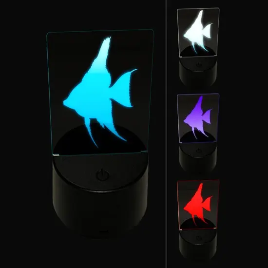Freshwater Angelfish Fish Silhouette 3D Illusion LED Night Light Sign Nightstand Desk Lamp {1}