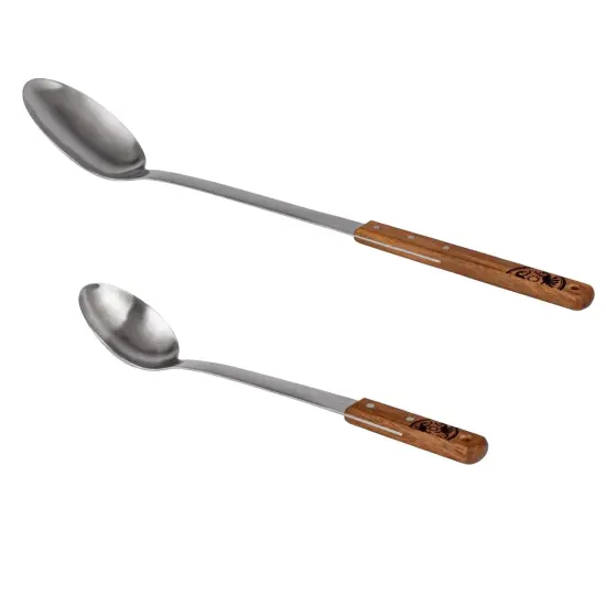 Petromax Kitchen or Campfire Serving Spoon, Durable Stainless Steel with Long Wooden Handle {2}