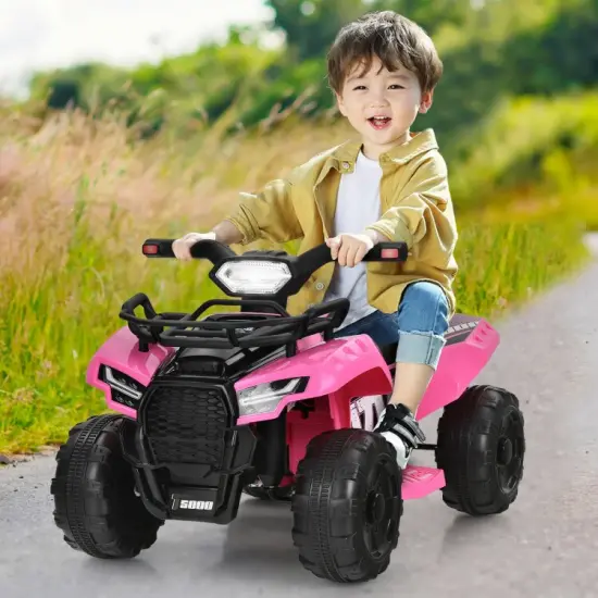 Multi-Functional 6V Kids Electric Ride On Car with LED Head Light and Charging Hole Pink {4}