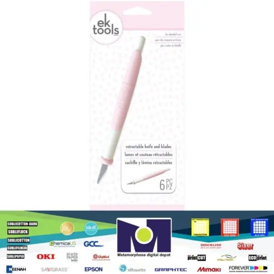 EKT Retractable Knife Pink with set of 6 blades 54000020 By American Crafts {2}