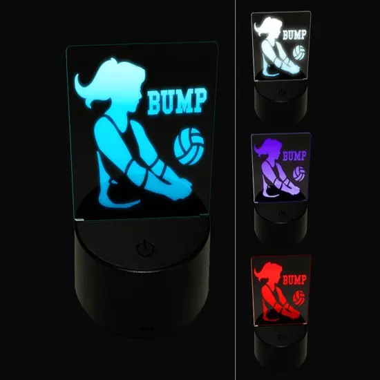 Volleyball Woman Bump Sports Move 3D Illusion LED Night Light Sign Nightstand Desk Lamp {1}
