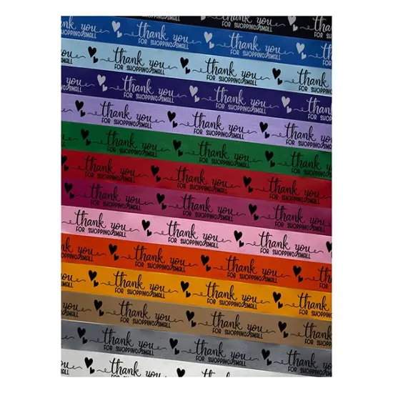 Thank You for Shopping Small Business Hearts Satin Ribbon for Bows Gift Wrapping - 1" - 3 Yards Silver Ribbon {1}