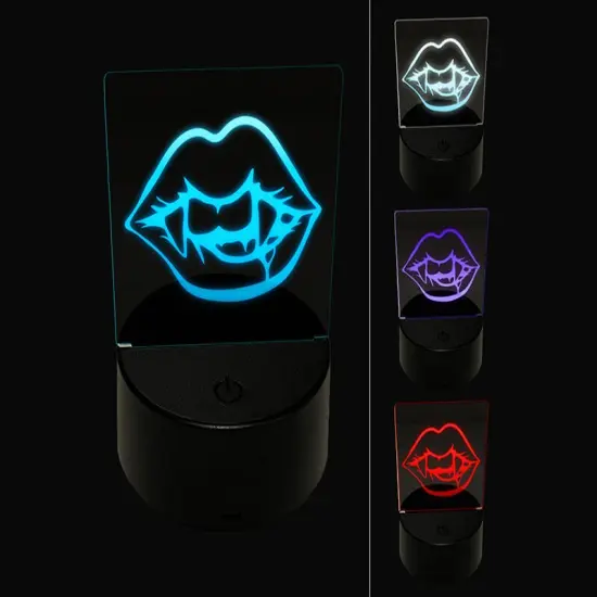 Vampire Lips and Teeth Halloween 3D Illusion LED Night Light Sign Nightstand Desk Lamp {1}