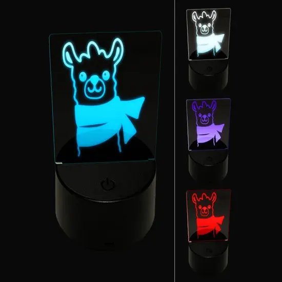 Llama with Scarf 3D Illusion LED Night Light Sign Nightstand Desk Lamp {1}