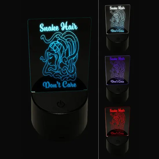 Medusa Snake Hair Don't Care 3D Illusion LED Night Light Sign Nightstand Desk Lamp {1}