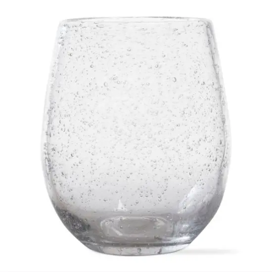 Bubble Glass Stemless Wine 14 ounce, Clear or Aqua {2}