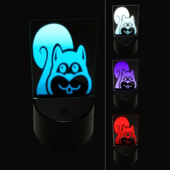 Peeking Squirrel 3D Illusion LED Night Light Sign Nightstand Desk Lamp {1}