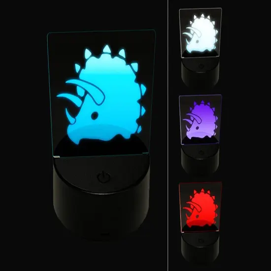 Triceratops Head 3D Illusion LED Night Light Sign Nightstand Desk Lamp {1}