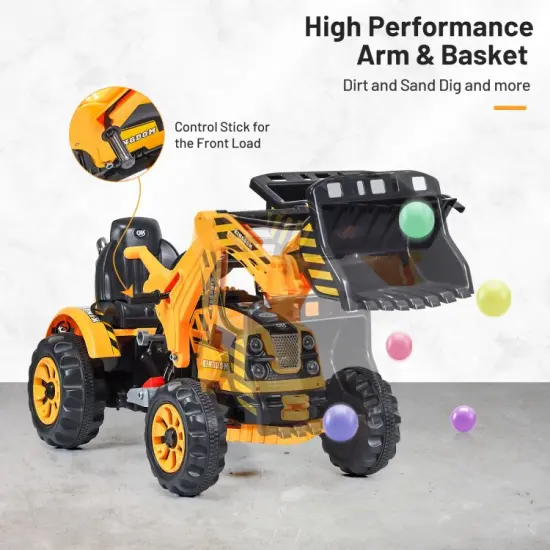 Iron Excavator with Adjustable Arm, Safety Belt, Battery Power and Educational Fun for Kids Yellow {5}