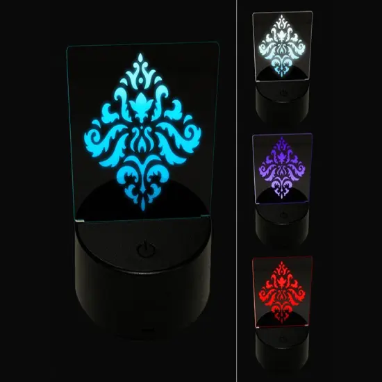 Decorative Floral Diamond Pattern 3D Illusion LED Night Light Sign Nightstand Desk Lamp {1}