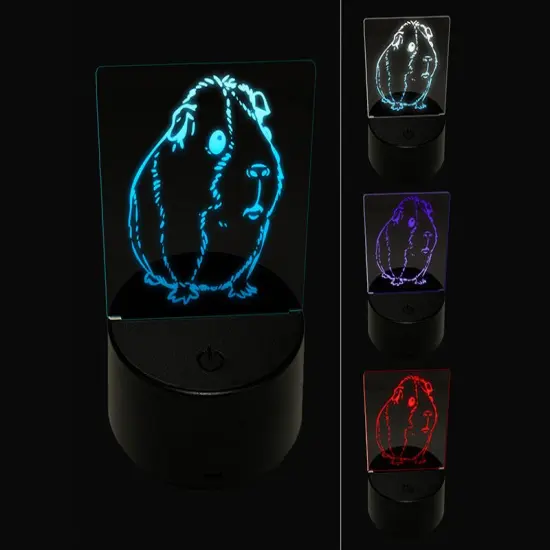 Sweet Guinea Pig 3D Illusion LED Night Light Sign Nightstand Desk Lamp {1}