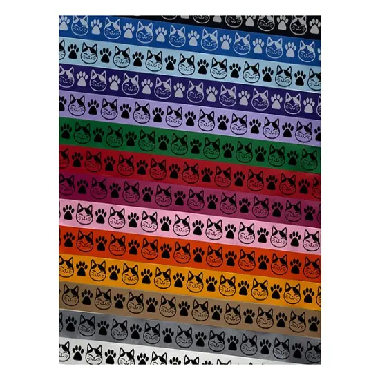 Happy Spotted Cat Face Satin Ribbon for Bows Gift Wrapping - 1" - 3 Yards White Ribbon {1}