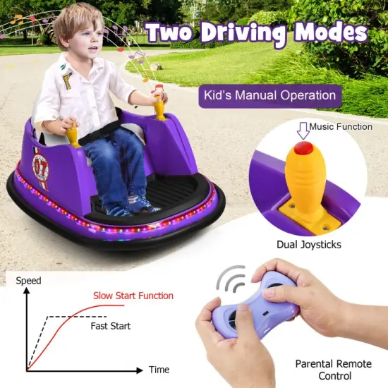 Kids Ride On Bumper Car with Remote Control Ideal Gift for Special Occasions Purple {6}