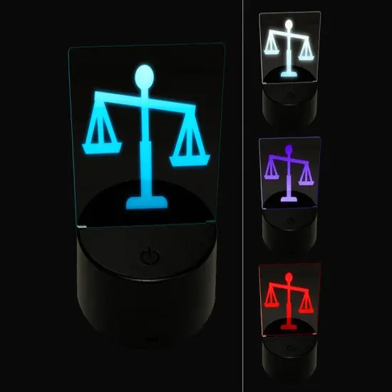 Tipping Scales of Justice Legal Lawyer Icon 3D Illusion LED Night Light Sign Nightstand Desk Lamp {1}