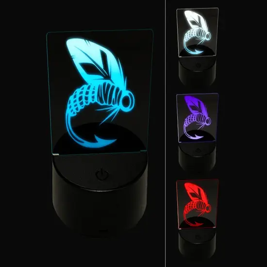Fly Fishing Hook Lure 3D Illusion LED Night Light Sign Nightstand Desk Lamp {1}