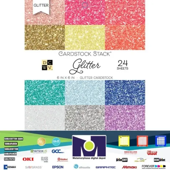 DCWV&reg;️ MAT STACK DCWV 6"x6" SINGLE-SIDED SPECIALTY GLITTER 24 Sh PS-005-00556 {1}