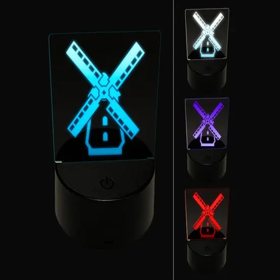 Dutch Windmill 3D Illusion LED Night Light Sign Nightstand Desk Lamp {1}