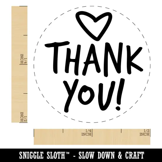 Thank You Fun Text with Heart Self-Inking Rubber Stamp for Stamping Crafting Planners Pink {1}