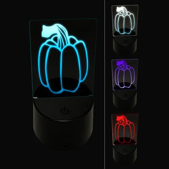 Hand Drawn Pumpkin Gnarled Stem Doodle Fall Thanksgiving Halloween 3D Illusion LED Night Light Sign Nightstand Desk Lamp {1}