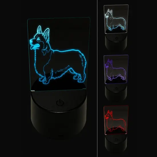 Alert Pembroke Welsh Corgi Pet Dog 3D Illusion LED Night Light Sign Nightstand Desk Lamp {1}