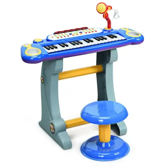 37 Key Electronic Keyboard Kids Toy Piano with a Training Function Blue {1}