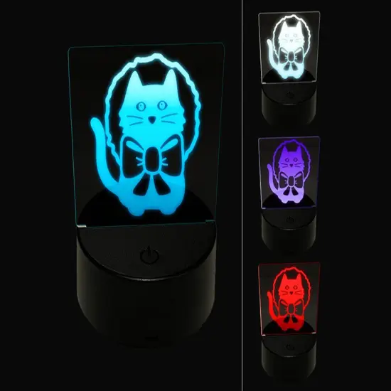 Cat in Christmas Wreath 3D Illusion LED Night Light Sign Nightstand Desk Lamp {1}