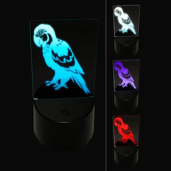 Magnificent Macaw Parrot Bird 3D Illusion LED Night Light Sign Nightstand Desk Lamp {1}