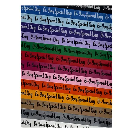 On Your Special Day Cursive Script Satin Ribbon for Bows Gift Wrapping - 1" - 3 Yards Orange Ribbon {1}