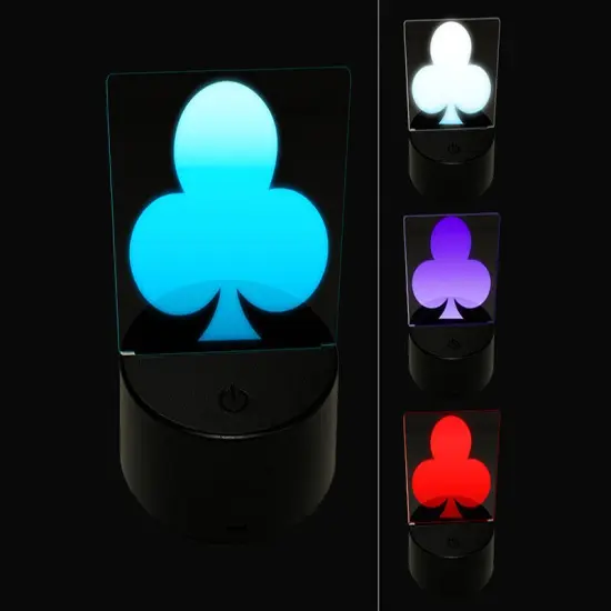 Card Suit Clubs 3D Illusion LED Night Light Sign Nightstand Desk Lamp {1}