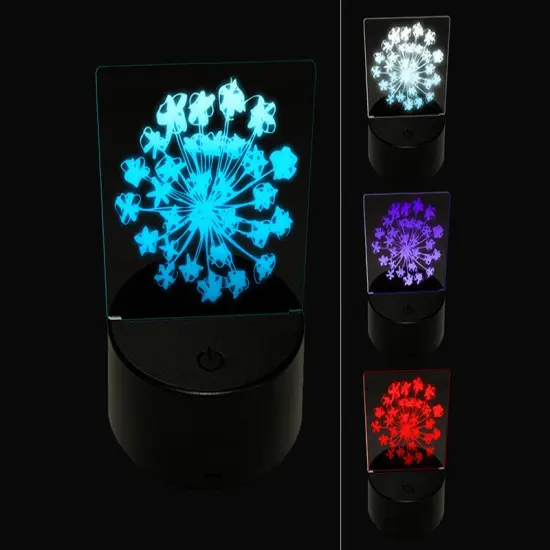 Queen Anne's Lace Flower Silhouette Doodle Sketch 3D Illusion LED Night Light Sign Nightstand Desk Lamp {1}
