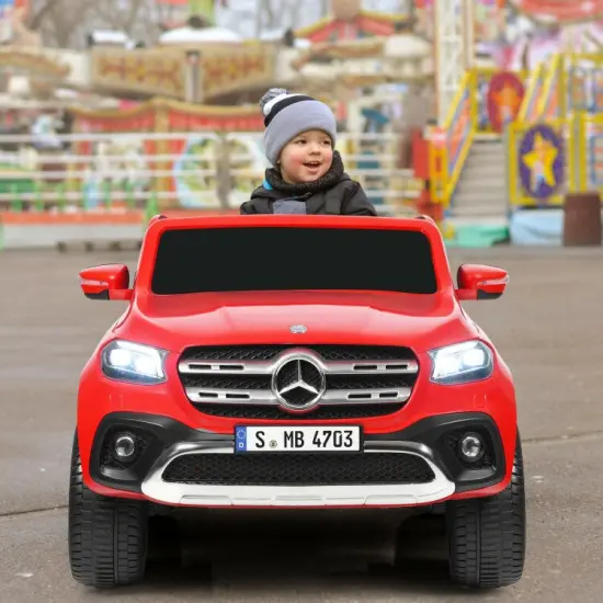 12V 2-Seater Kids Ride On Car Licensed Mercedes Benz X Class RC with Trunk Red {4}