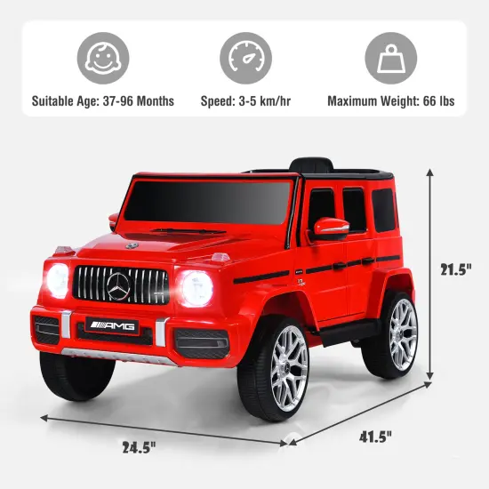 Steel Mercedes-Benz G63 Ride-On Car with Remote, Music and 2 Seats Red {2}