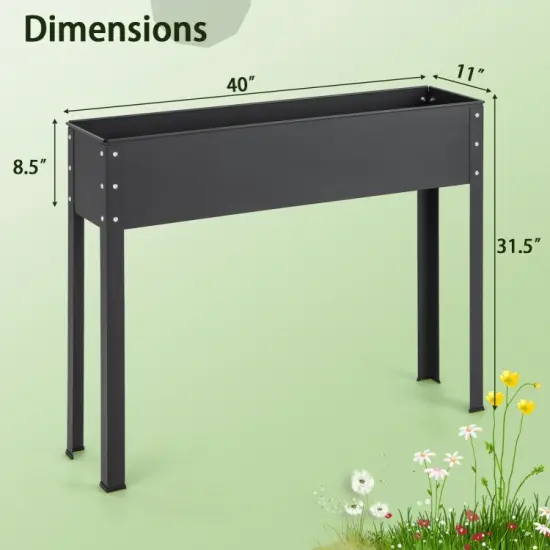 Black Metal Raised Garden Bed with Legs and Drainage Hole Suitable for All Kinds of Plants {3}