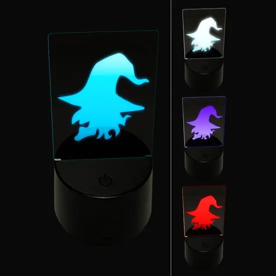 Smiling Evil Witch Head with Hat Halloween 3D Illusion LED Night Light Sign Nightstand Desk Lamp {1}