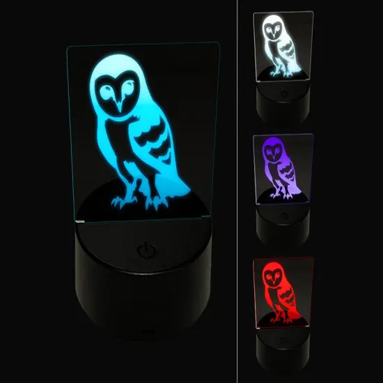Inquisitive Barn Owl 3D Illusion LED Night Light Sign Nightstand Desk Lamp {1}