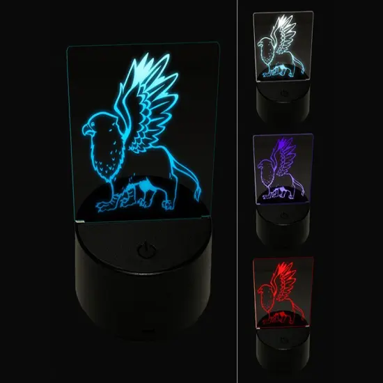 Enchanting Mythical Creature Griffin 3D Illusion LED Night Light Sign Nightstand Desk Lamp {1}