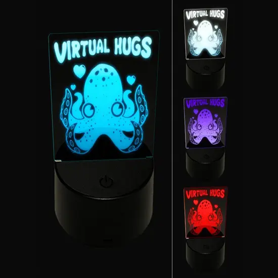 Octopus Virtual Hugs 3D Illusion LED Night Light Sign Nightstand Desk Lamp {1}