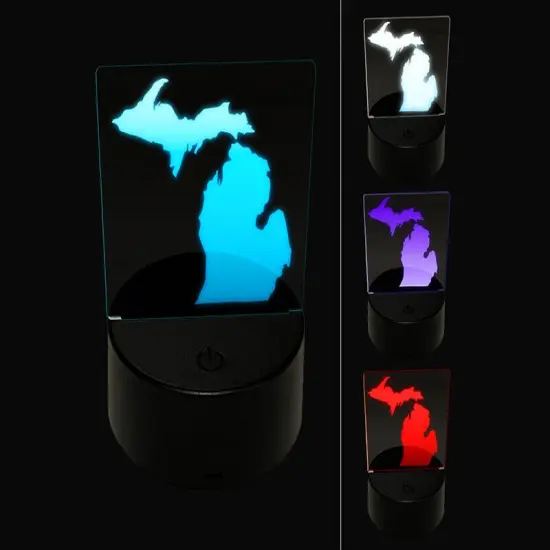 Michigan State Silhouette 3D Illusion LED Night Light Sign Nightstand Desk Lamp {1}