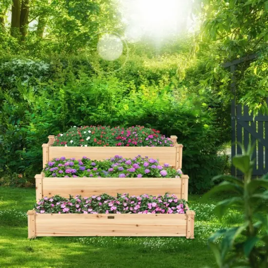 3 Tier Elevated Wooden Vegetable Garden Bed {5}