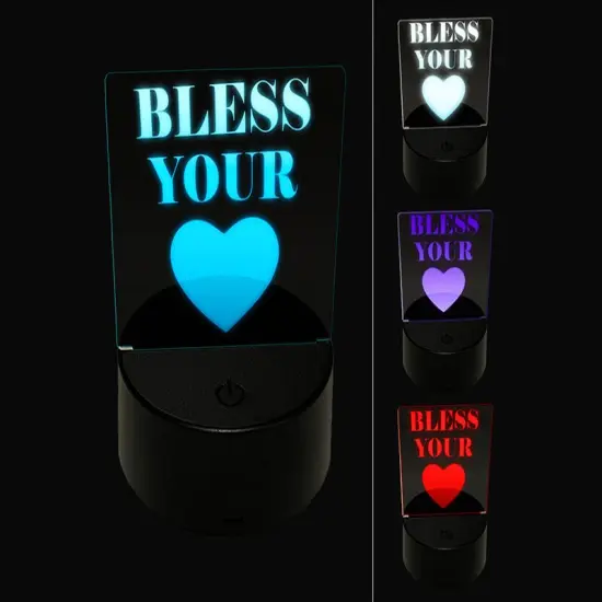 Bless Your Heart Southern 3D Illusion LED Night Light Sign Nightstand Desk Lamp {1}