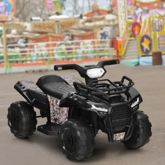 Multi-Functional 6V Kids Electric Ride On Car with LED Head Light and Charging Hole Black {6}
