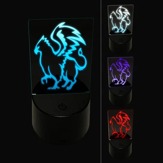 Proud Griffin Fantasy Silhouette 3D Illusion LED Night Light Sign Nightstand Desk Lamp {1}
