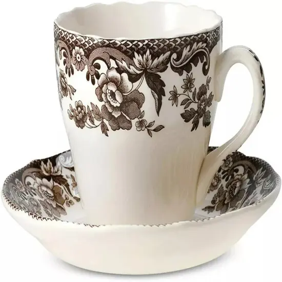 Spode Delamere Collection 7 oz. Teacup and Saucer, Fine Earthenware - Set of 4 {3}