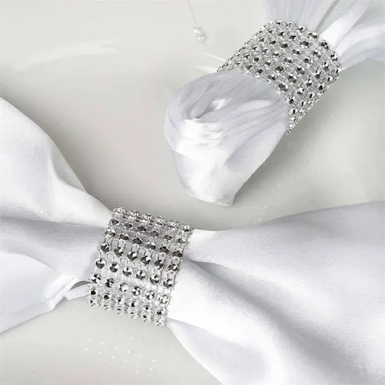 20-Pieces Diamond Rhinestone Mesh Napkin Rings Silver {1}